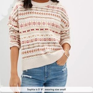 American Eagle AE Fairisle Snowdrift Sweater size small in oatmeal